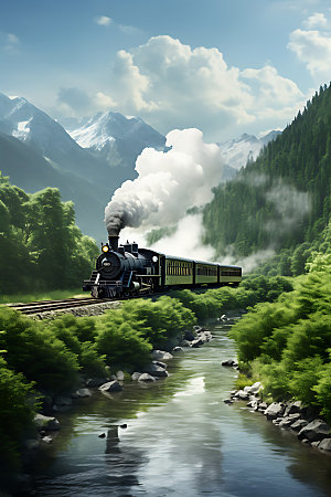 火车行驶列车风光摄影图