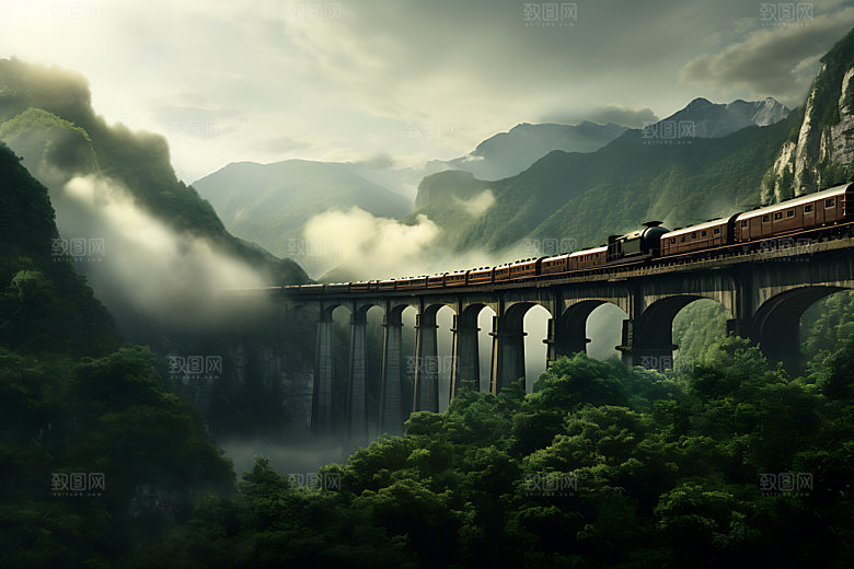 火车行驶高清山野摄影图