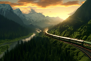 火车行驶铁路风光摄影图