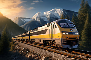 火车行驶铁路高铁摄影图