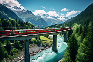 火车行驶铁路高清摄影图