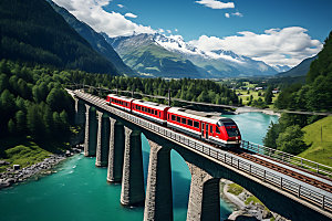 火车行驶交通铁路摄影图