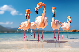 粉色火烈鸟高清野生动物摄影图