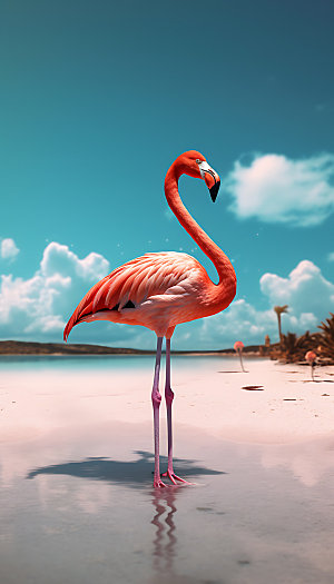 粉色火烈鸟鸟类自然摄影图