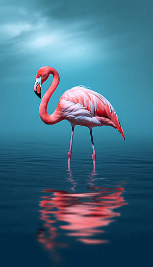 粉色火烈鸟野生动物自然摄影图