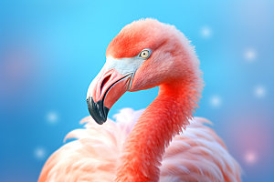粉色火烈鸟海边野生动物摄影图