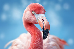 粉色火烈鸟高清海边摄影图
