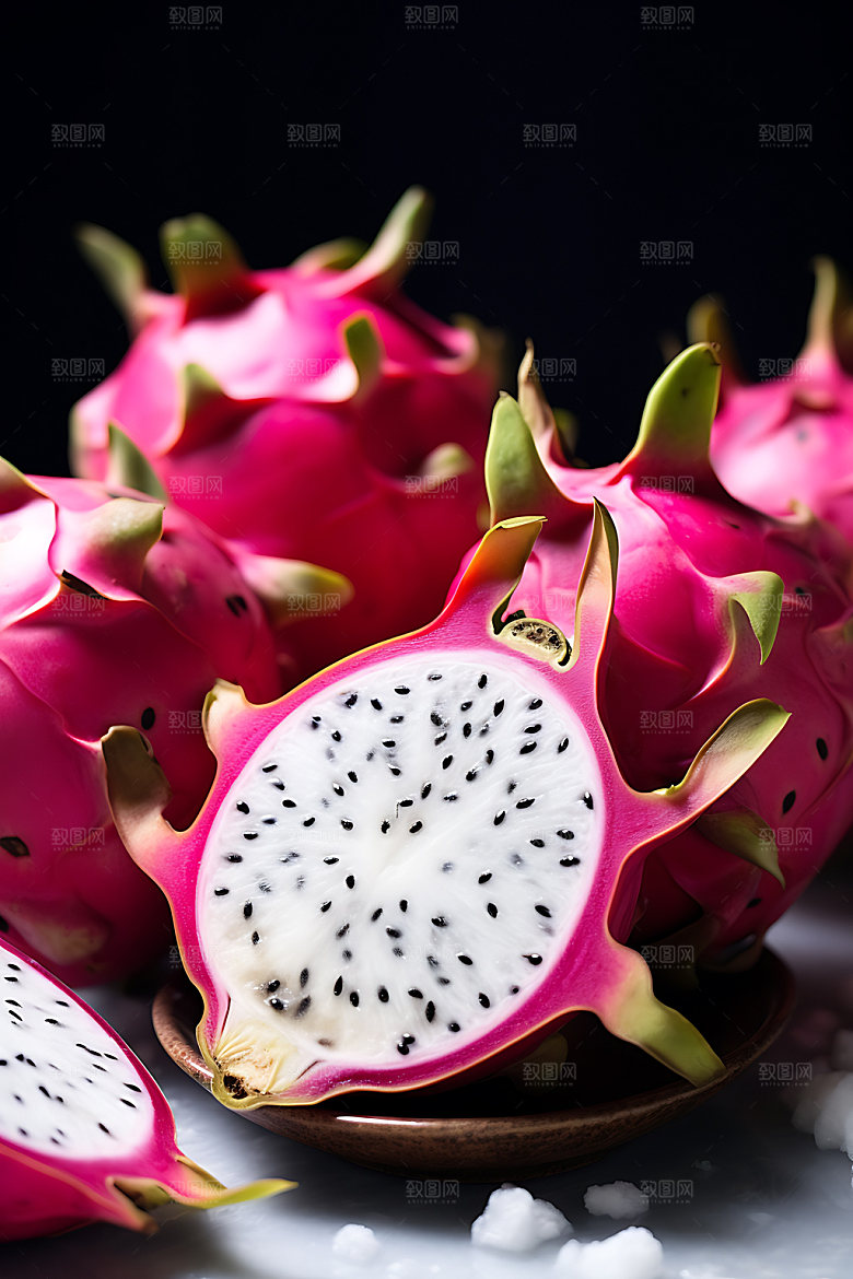 火龙果美食水果摄影图