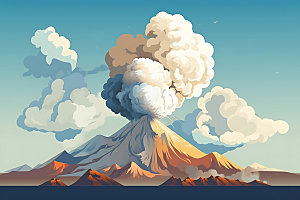 火山喷发自然灾害灾难扁平风插画