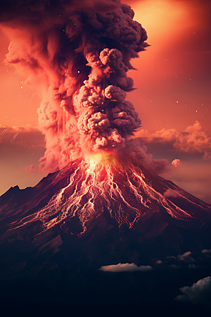 火山喷发火山云灾难实景图