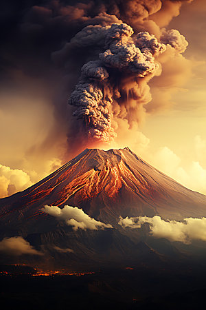 火山喷发地质灾害熔岩实景图