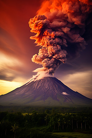 火山喷发地质活动地质灾害实景图