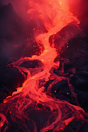 火山喷发地质活动火山云实景图