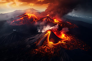 火山喷发地质灾害火山云实景图