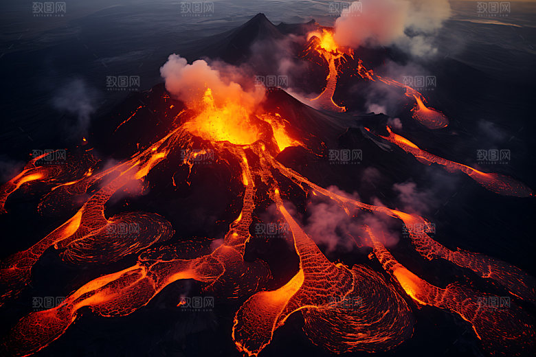 火山喷发地质活动地质灾害实景图
