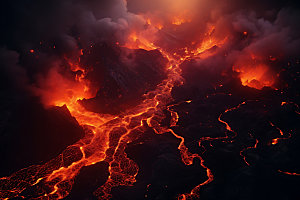 火山喷发熔岩爆发实景图
