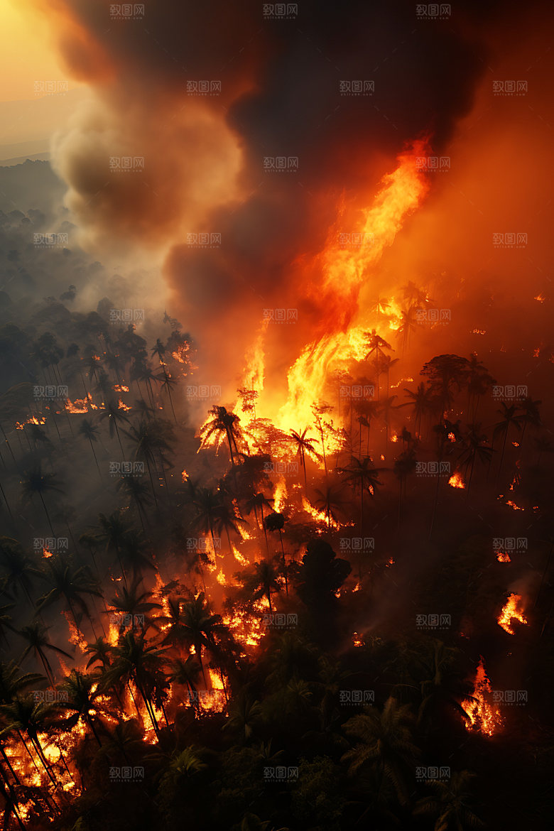 火山喷发熔岩岩浆实景图