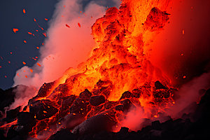 火山喷发地质灾害爆发实景图