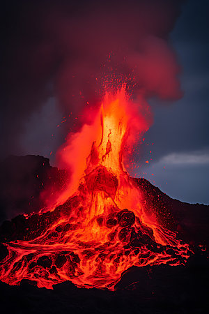 火山喷发岩浆爆发实景图