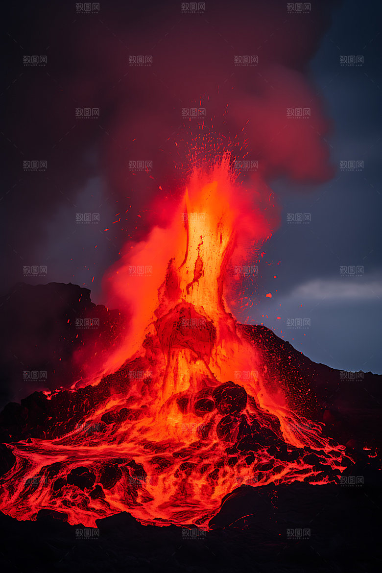 火山喷发岩浆爆发实景图