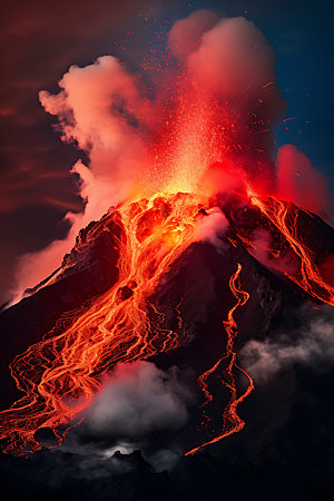 火山喷发灾难地质活动实景图