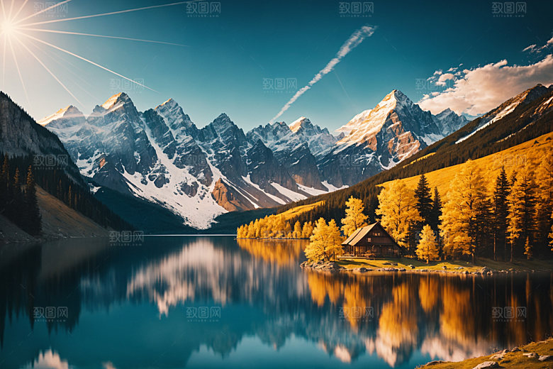 湖泊风光风景摄影图