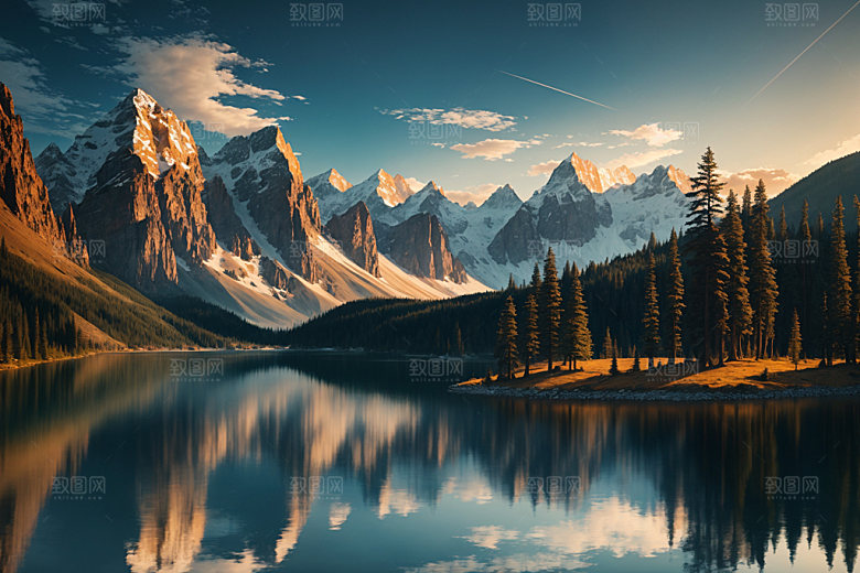 湖泊风景河谷摄影图