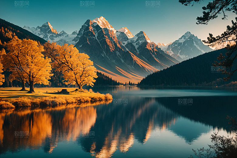 湖泊风景自然摄影图