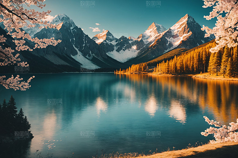 湖泊森林风光摄影图