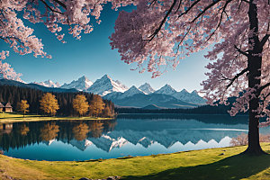 湖泊自然风景摄影图