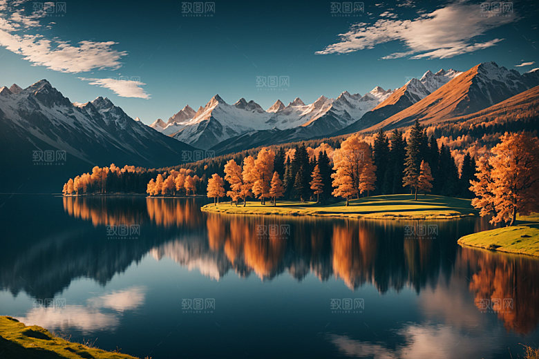湖泊自然风景摄影图
