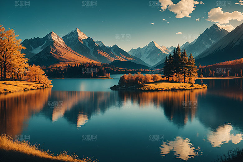 湖泊自然高清摄影图