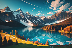 湖泊高清高山摄影图