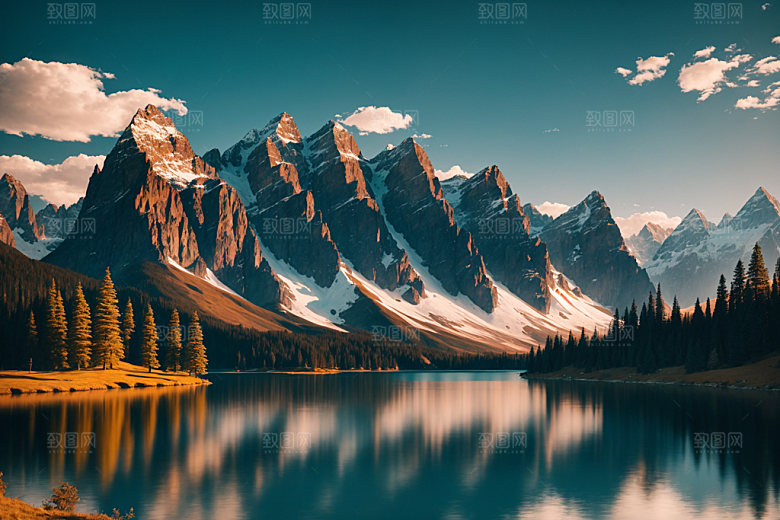 湖泊河谷风景摄影图