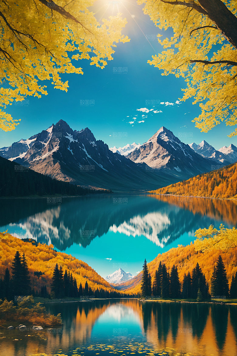湖泊森林风景摄影图