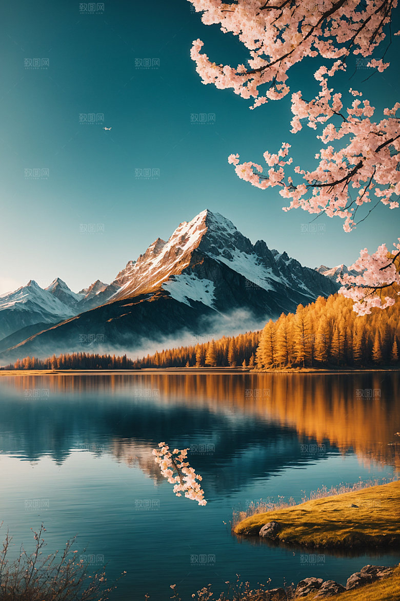 湖泊自然高山摄影图