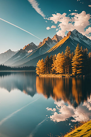 湖泊森林风景摄影图