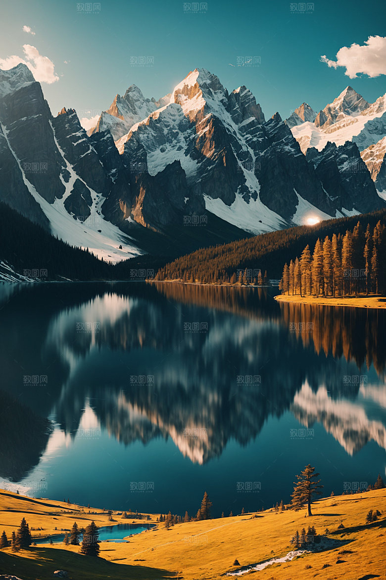 湖泊风光风景摄影图