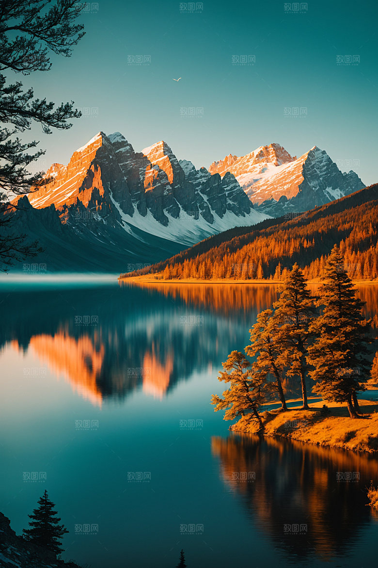 湖泊风光高山摄影图