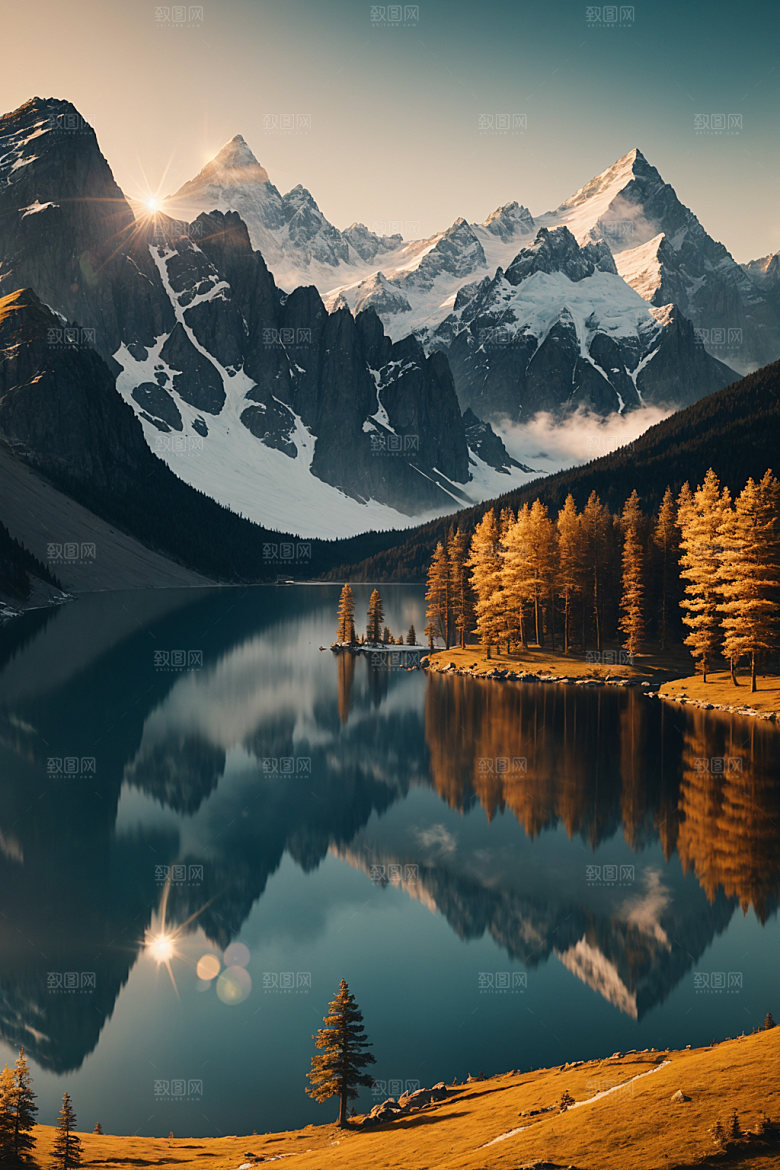 湖泊自然高山摄影图