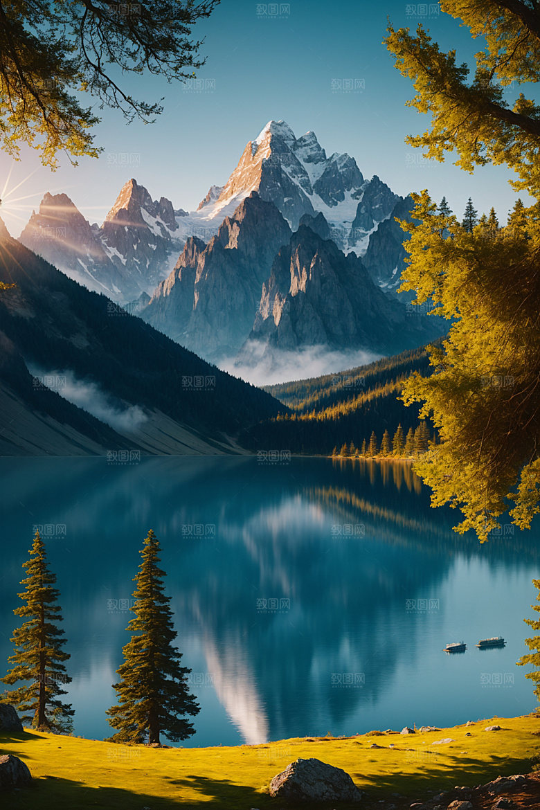 湖泊风景自然摄影图