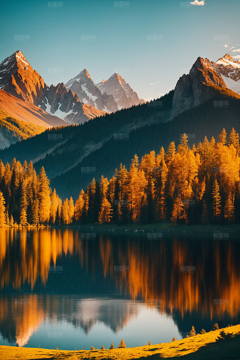 湖泊高山风景摄影图