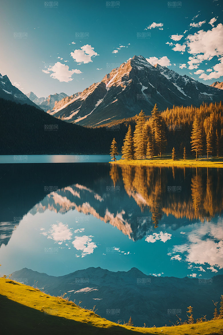 湖泊风景自然摄影图