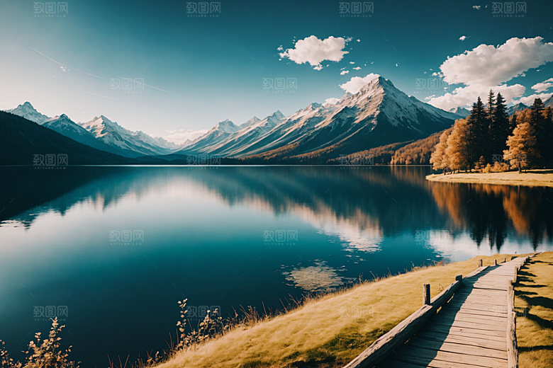 湖泊风景风光摄影图