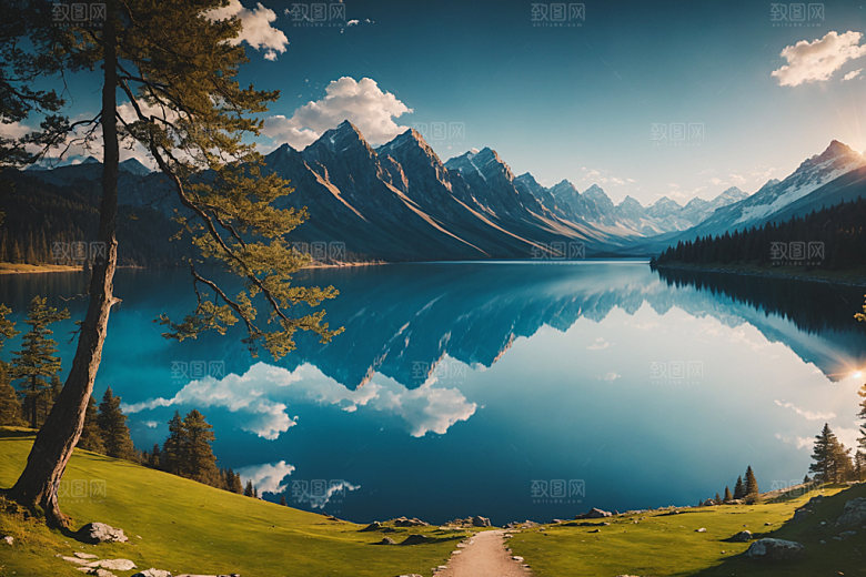 湖泊风景高清摄影图