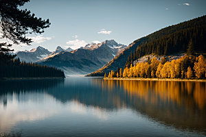 湖泊高山风光摄影图