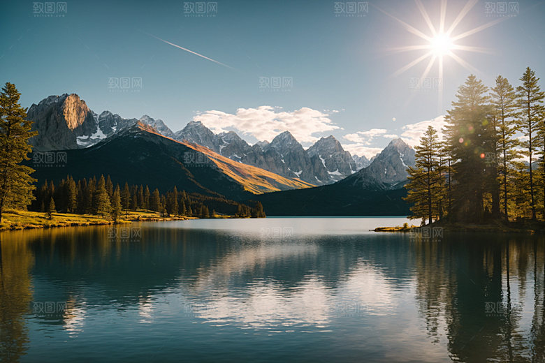 湖泊自然高山摄影图