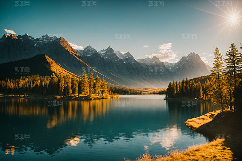 湖泊自然高山摄影图