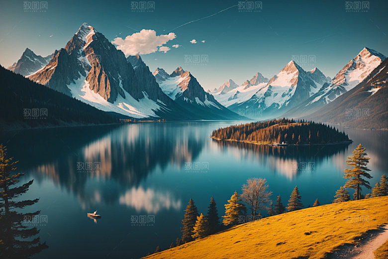 湖泊风景风光摄影图