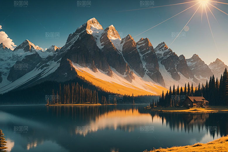 湖泊高清森林摄影图